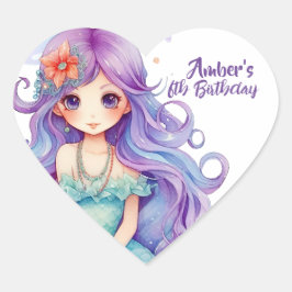 Kawaii Mermaid Party Hart Sticker