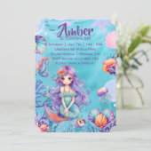 Kawaii Mermaid Party Kaart (Staand voorkant)