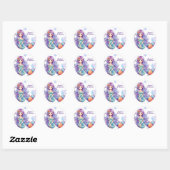 Kawaii Mermaid Party Ronde Sticker (Vel)