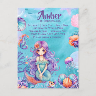 Kawaii Mermaid Party Uitnodiging Briefkaart