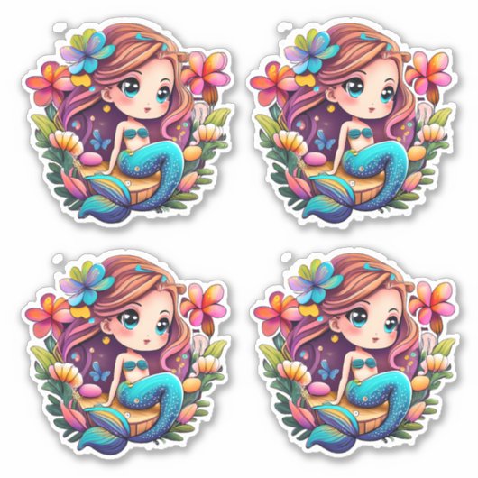 Kawaii Mermaid Sticker (Voorkant)