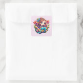 Kawaii Mermaid Vierkante Sticker (Tas)