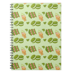 Kawaii met de hand getekende Matcha snoepjes naadl Notitieboek