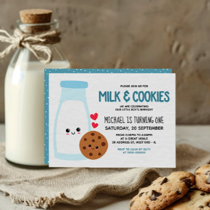 Kawaii Milk en Cookies Birthday Kaart