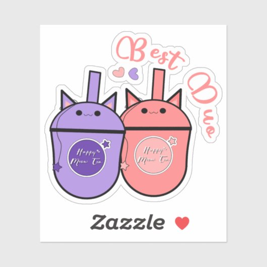 Kawaii Milk Tea Cup Vinyl Sticker | Beste duo (Vel)