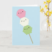 Kawaii Mochi Dango Kaart (Gele Bloem)