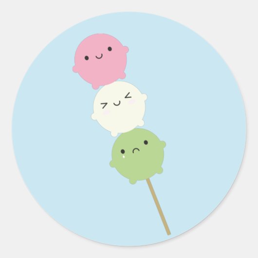 Kawaii Mochi Dango Ronde Sticker (Voorkant)