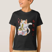 Kawaii Mochi Neko Kat Eten Sushi T-shirt (Voorkant)