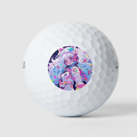 Kawaii Moe Pastel Space Astronaut Anime Meisje Golfballen (Voorkant)