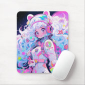 Kawaii Moe Pastel Space Astronaut Anime Meisje Muismat (Met muis)