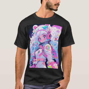 Kawaii Moe Pastel Space Astronaut Anime Meisje T-shirt