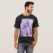 Kawaii Moe Pastel Space Astronaut Anime Meisje T-shirt (Voorkant volledig)