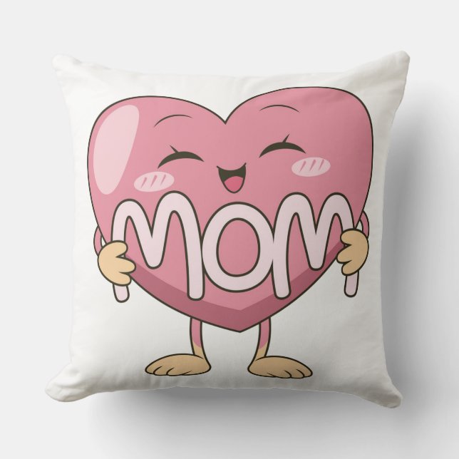 Kawaii Moeder Hart Knuffel Design Kussen (Voorkant)