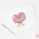 Kawaii Moeder Hart Knuffel Design Ronde Sticker (Envelop)