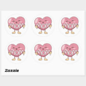 Kawaii Moeder Hart Knuffel Design Ronde Sticker (Vel)