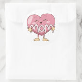 Kawaii Moeder Hart Knuffel Design Ronde Sticker (Tas)