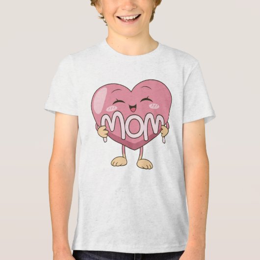 Kawaii Moeder Hart Knuffel Design Tri-Blend Shirt (Voorkant)