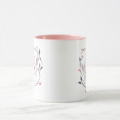 Kawaii moeder konijn en haar konijn met bloemen mok (Midden)