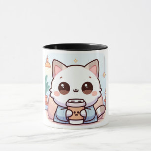 Kawaii mokkop met koffie – Illustratie van knuffel Mok