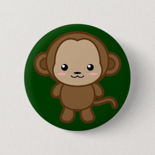 Kawaii Monkey Ronde Button 5,7 Cm