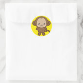 Kawaii Monkey Ronde Sticker (Tas)