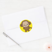 Kawaii Monkey Ronde Sticker (Envelop)