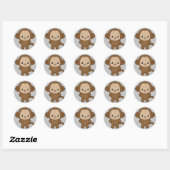 Kawaii Monkey Ronde Sticker (Vel)