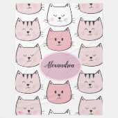 Kawaii Monogrammed Kitten Theme Fleece Blanket Deken (Voorkant)