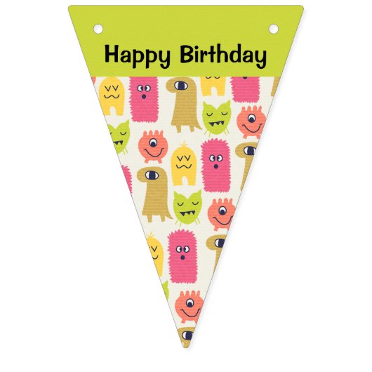 Kawaii Monster Birthday Bunting Banner (Tweede vlag)