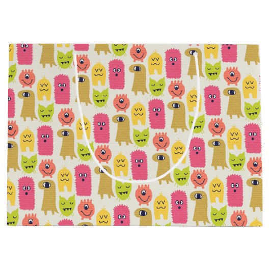 Kawaii Monster Birthday Gift Bag Large Groot Cadeauzakje (Voorkant)