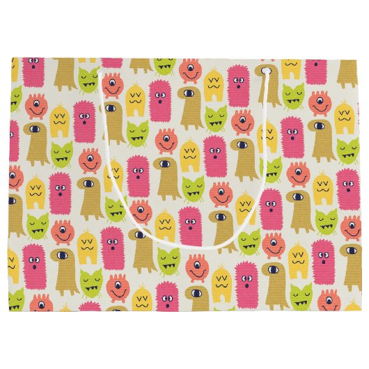 Kawaii Monster Birthday Gift Bag Large Groot Cadeauzakje (Achterkant)