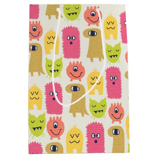 Kawaii Monster Birthday Gift Bag medium Medium Cadeauzakje (Voorkant)