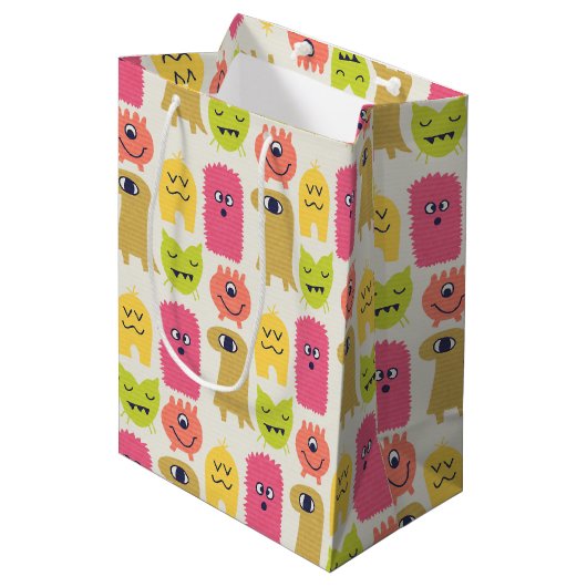 Kawaii Monster Birthday Gift Bag medium Medium Cadeauzakje (Voorkant Gekanteld)