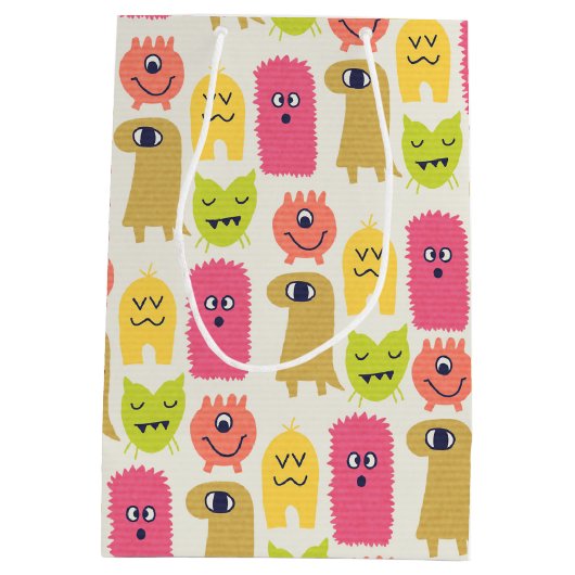 Kawaii Monster Birthday Gift Bag medium Medium Cadeauzakje (Achterkant)
