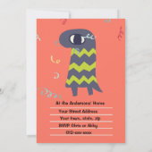 Kawaii Monster Birthday Party Invitation Kaart (Achterkant)