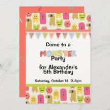 Kawaii Monster Birthday Party Invitation