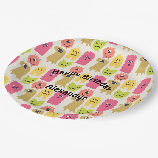 Kawaii Monster Verjaardagsfeest Bord (Gekanteld)