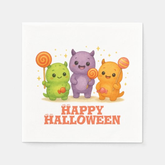 Kawaii Monsters & Lollipops Halloween Favoriete Ta Servet (Voorkant)