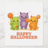 Kawaii Monsters & Lollipops Halloween Favoriete Ta Wijn Etiket (Enkel label)