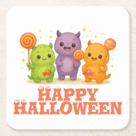 Kawaii Monsters & Lollipops Halloween Kartonnen Onderzetters