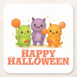 Kawaii Monsters & Lollipops Halloween Kartonnen Onderzetters
