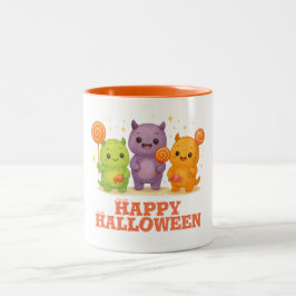 Kawaii Monsters & Lollipops Halloween Tweekleurige Koffiemok