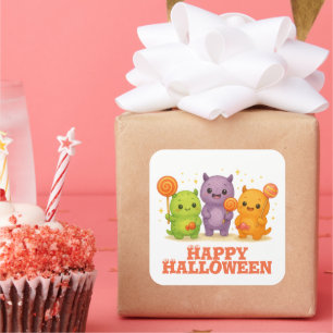 Kawaii Monsters & Lollipops Halloween Vierkante Sticker
