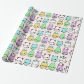 Kawaii Monsters Wrapping Paper Cadeaupapier (Uitgerold)
