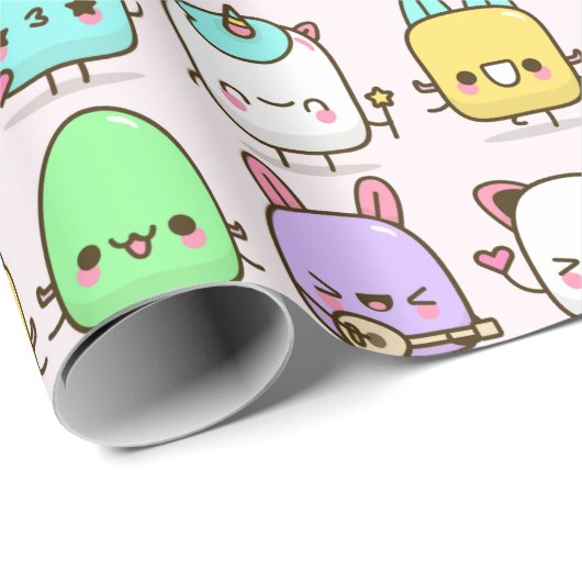 Kawaii Monsters Wrapping Paper Cadeaupapier (Rol Hoek)