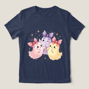 Kawaii Mooie Pastel Geesten met Strikken Tri-Blend Shirt