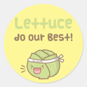 Kawaii Mooie Sla Doe Ons Best Puns Humor Eten Ronde Sticker