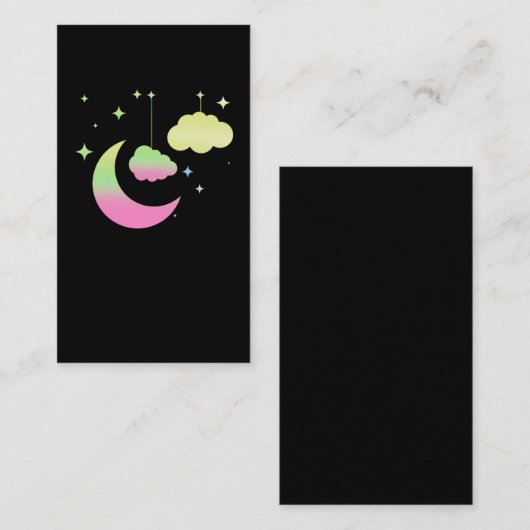 Kawaii Moon en Clouds Pastel Gothic Art Visitekaartje (Voorkant / Achterkant)