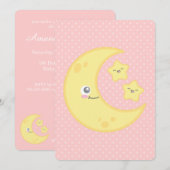Kawaii Moon en Stars Baby Shower Invitations Kaart (Voorkant / Achterkant)