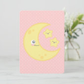 Kawaii Moon en Stars Baby Shower Invitations Kaart (Staand voorkant)